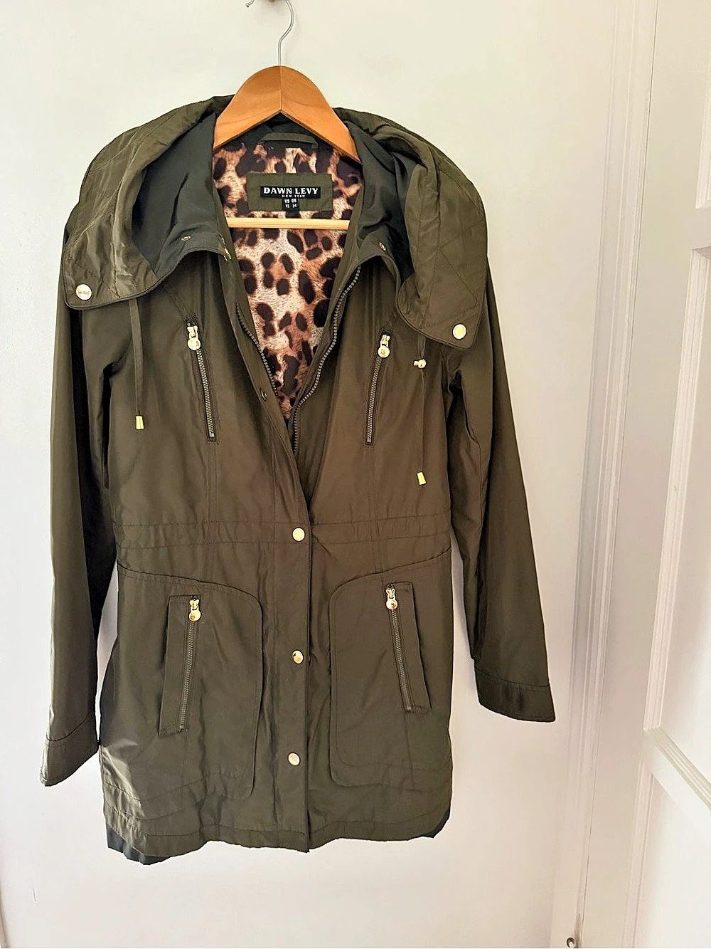 Dawn Levy Hooded Utility Jacket Green XS Like New